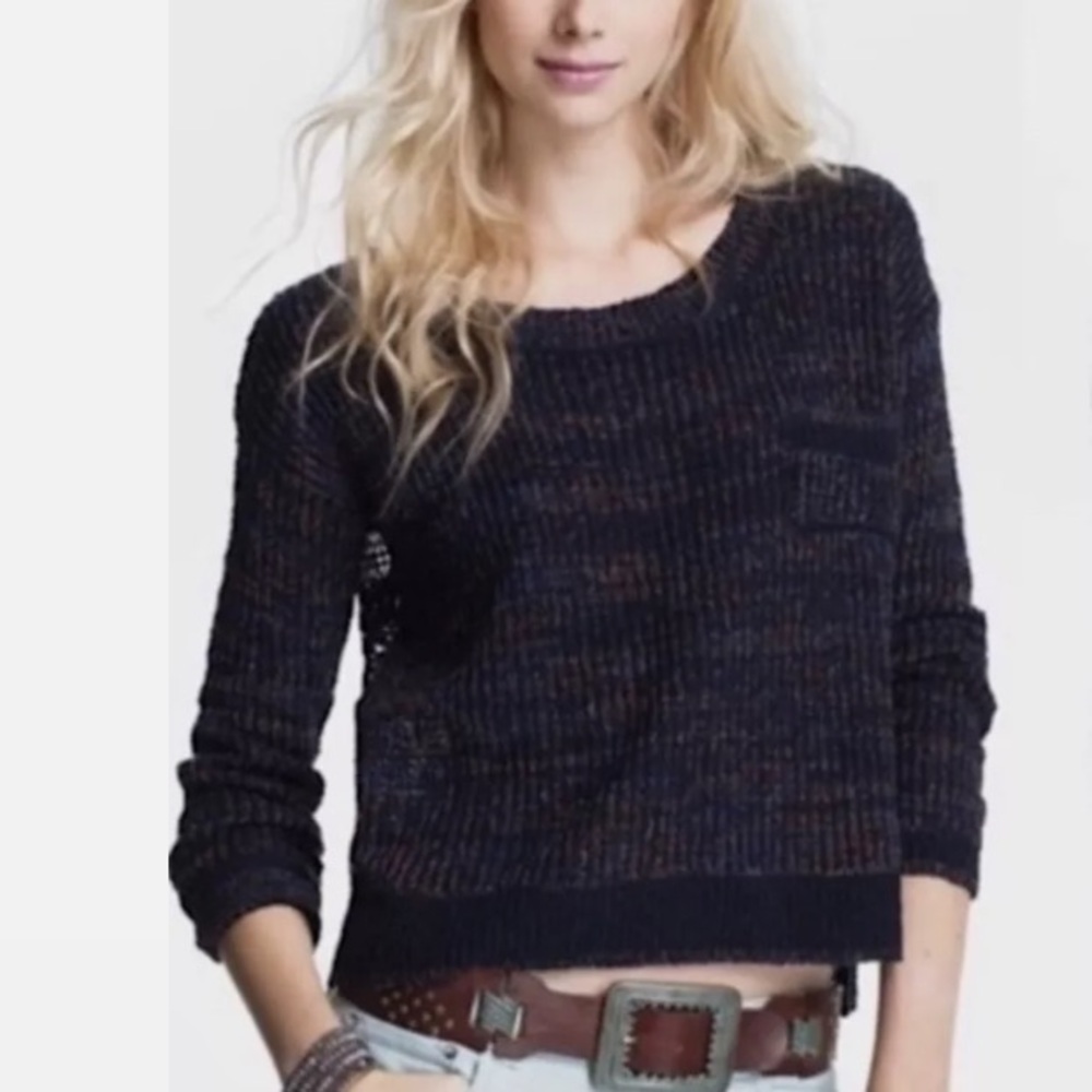 {VGUC} FREE PEOPLE Sweet Jane Crochet Back Sweater